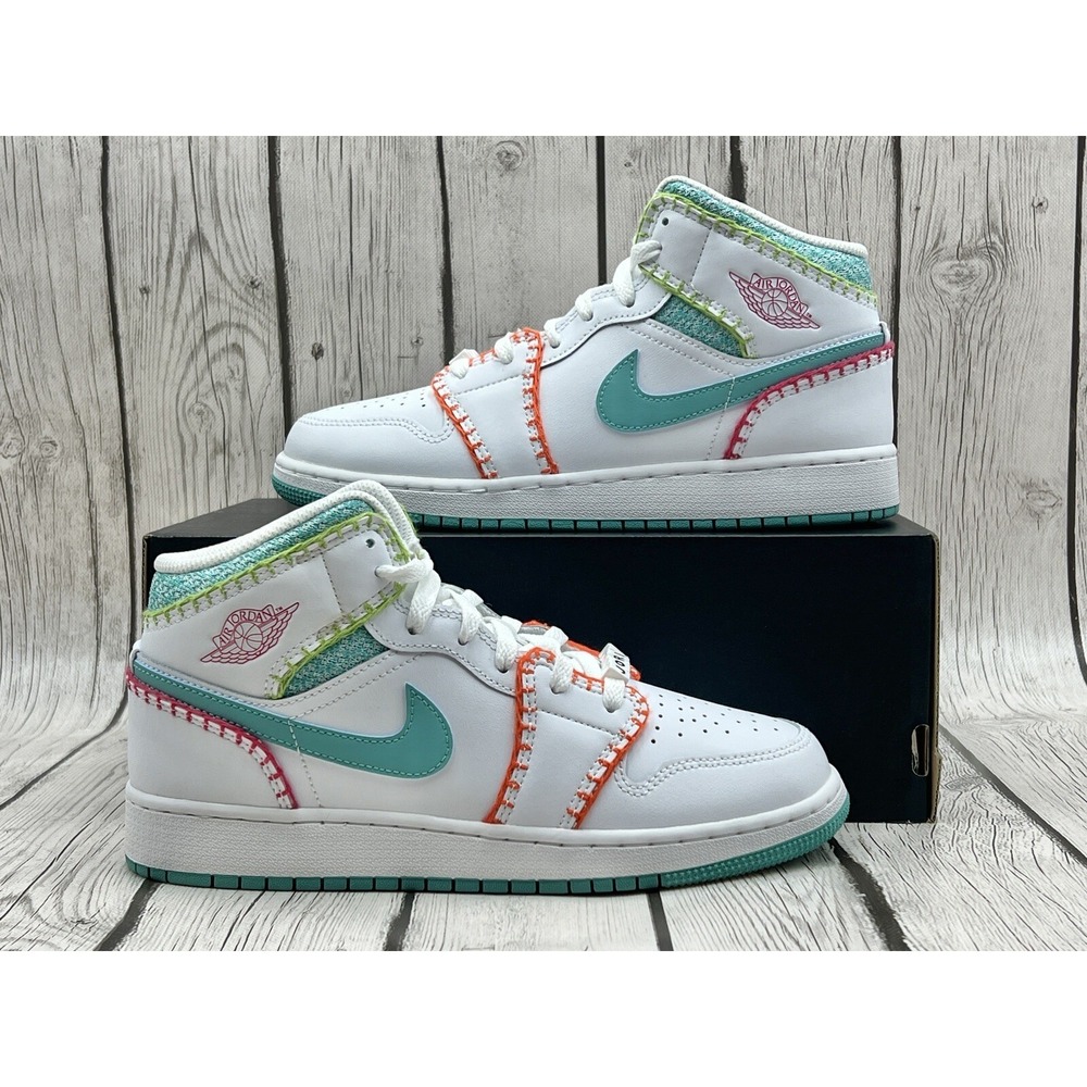 Size 6.5y - Nike Air Jordan 1 Mid SE GS Multi Knit DM6218 100